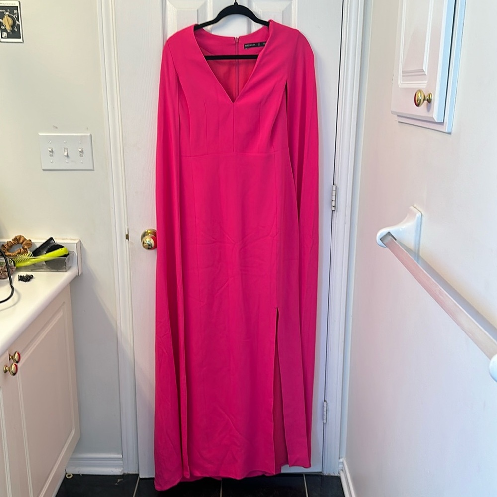 Karen Millen Hot Pink Long Sleeve Maxi Dress
